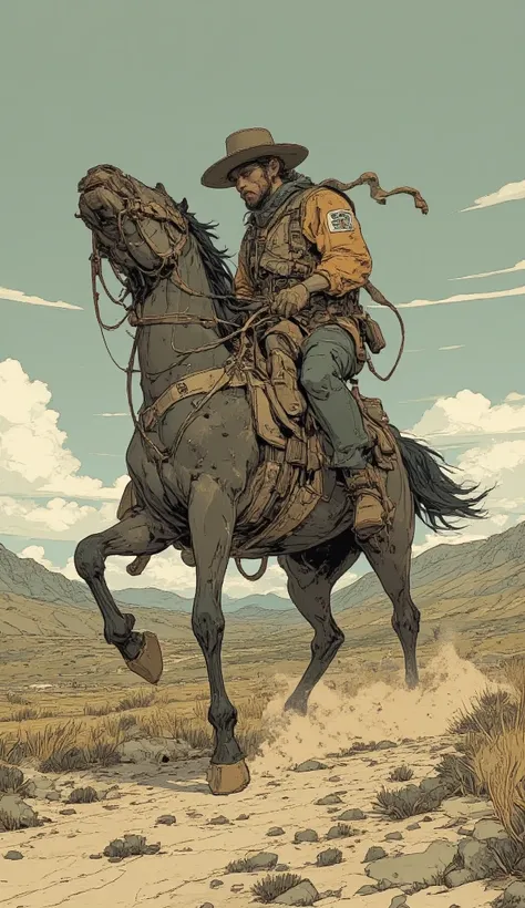  comic panel 。comic strip depicting a comic strip of a man riding a horse, Jean Giraud, Tumbler, Underground Comics , inspired western cartoons  , western cartoons  , western cartoons  style, western cartoons  book style, Jean Giraudスタイル, am a jean giraud ...