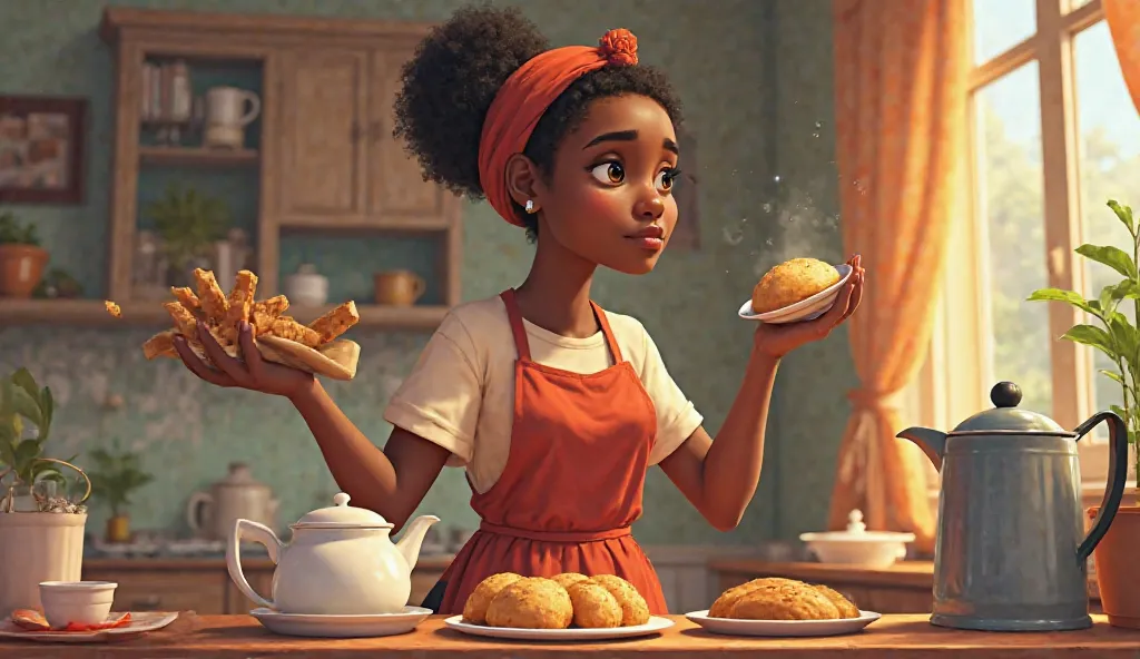 The African housemaid tossed bread and gave the s  weak tea despite having good food at home . Animated 