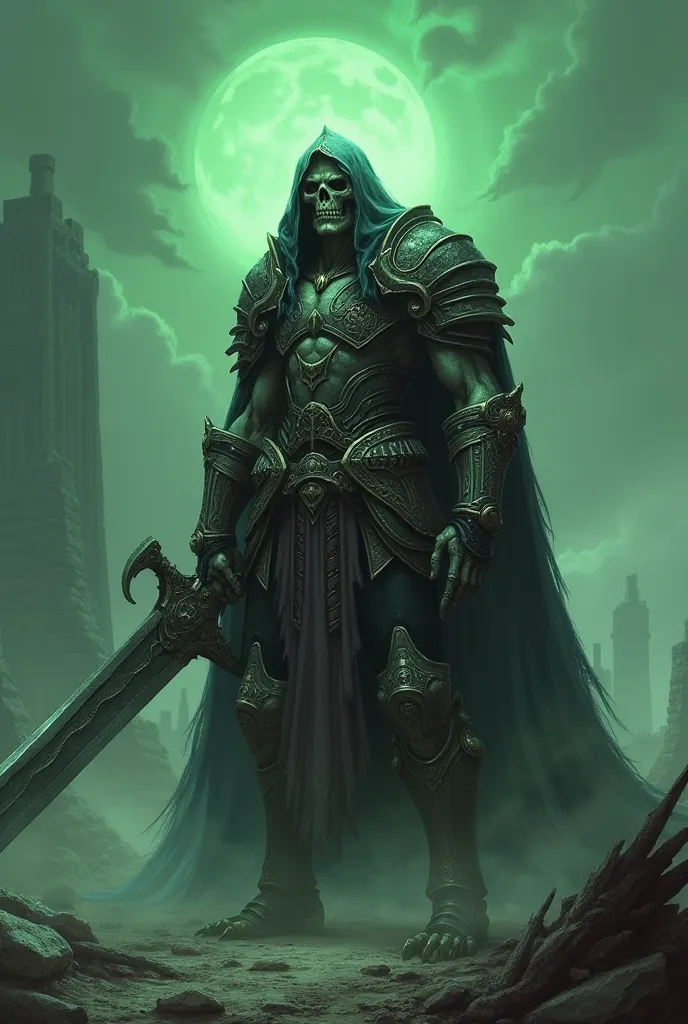 Undead warrior king with two hand sword warcraft style