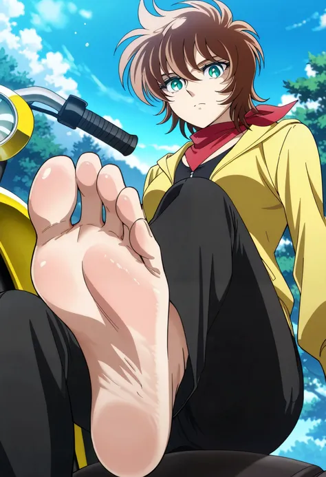 score_9, score_8_up, score_8, score_7_up, source_anime, anime screencap, detailed, absurdres, highres, masterpiece, best quality, amazing quality, official anime artwork, screencap, anime screencap, outside, day, Cassiopeia Erda, 1girl, solo, green eyes, b...