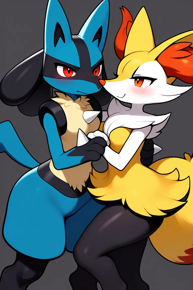 Pokémon Lucario and Pokémon Braixen As a love couple 