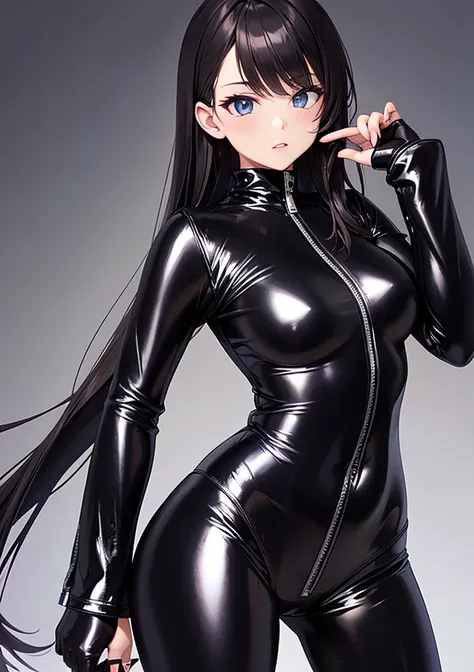 BLACK PVC CATSUIT GIRL