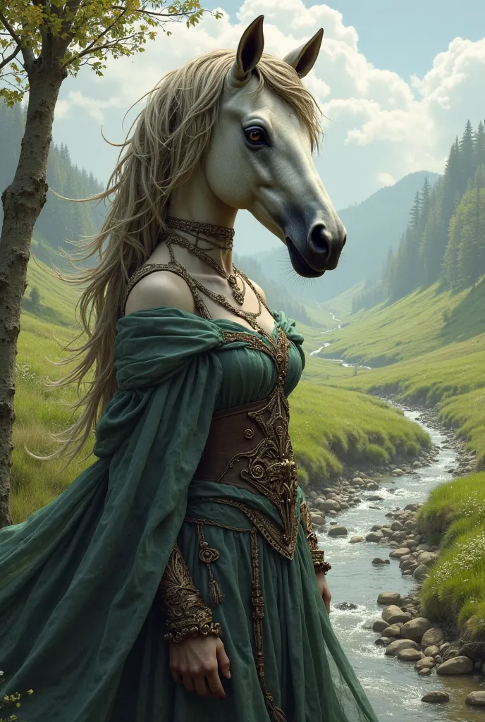 Create photo of a person with a horse's face 