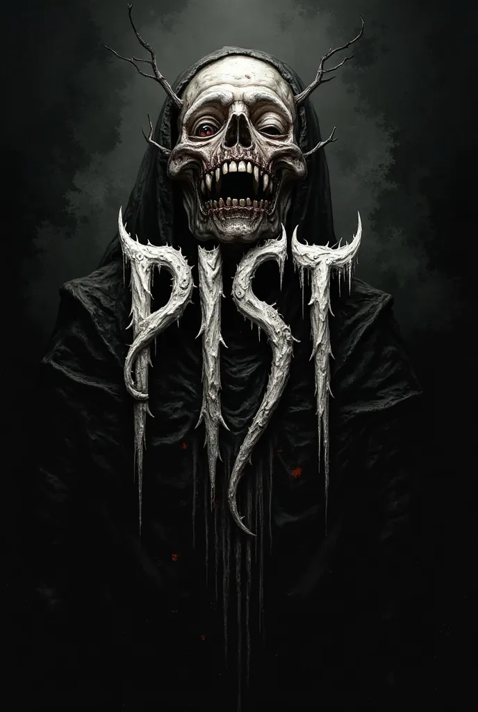 Generate a very creepy logo with the name pist 
