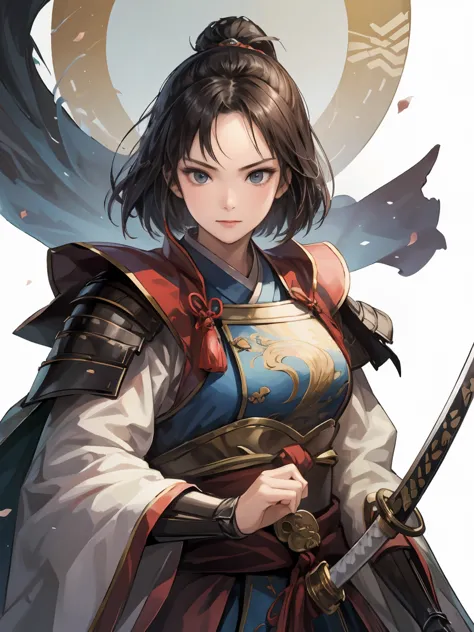   short hairの美しい女性 ：1.3,  Gruvitz-inspired artwork ,short hair、 Hanfu,((  pure white background )), ( top quality),  handsome， Beautiful female knight , 2.  5d cgi Fantasy Artwork ,  EXQUISITE DIGITAL ART ,   Extremely Great Work  ,  fan art best art stati...