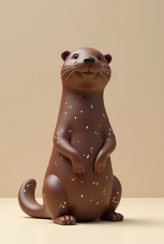 chocolate in the shape of an otter, simple and with white spots