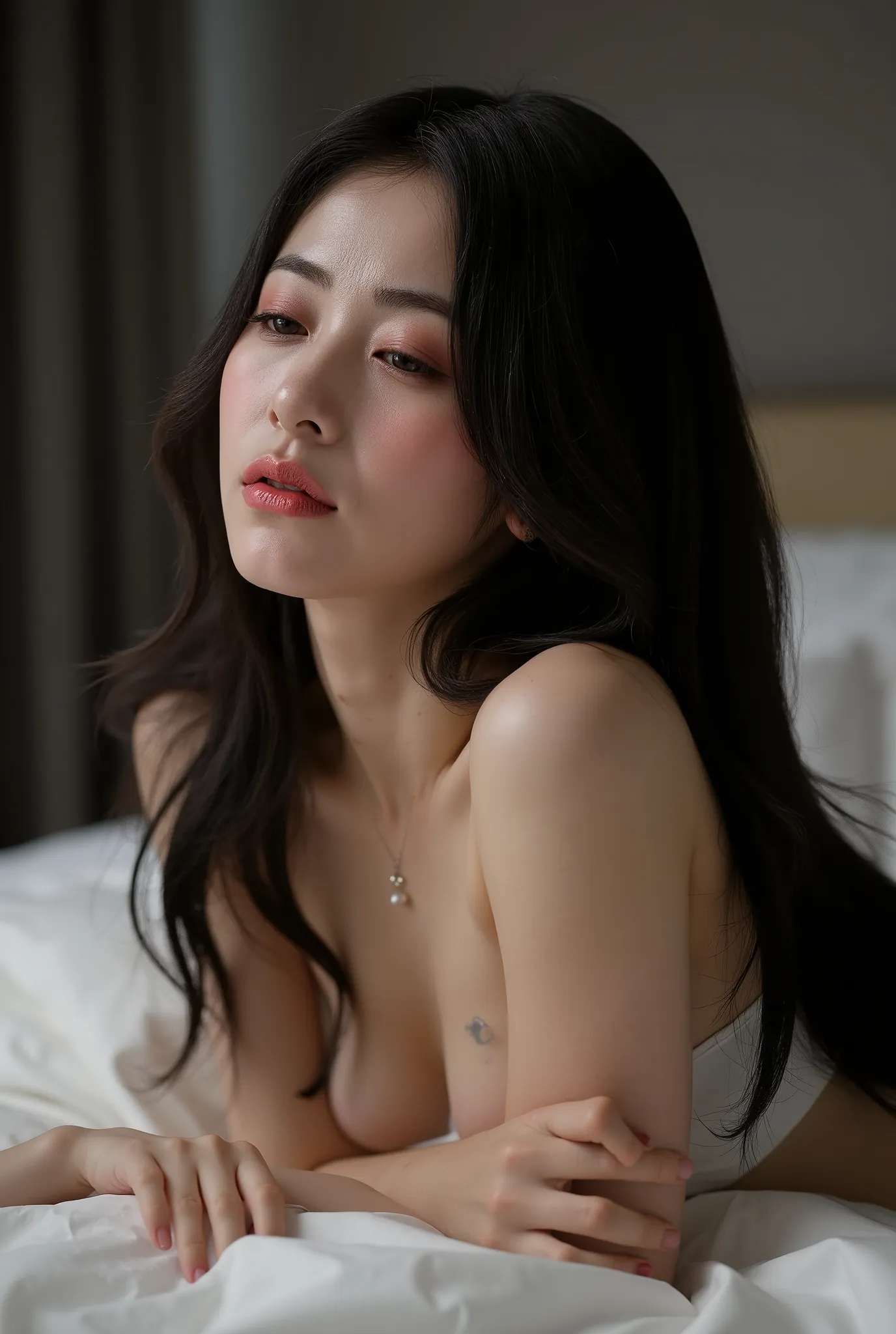 ((( real、live-action、reality、High image quality)))do,  best quality , ( High Definition CG Unity 8K Wallpaper ), (  best quality ), edge orgasm 、 face focus 、 woman with her mouth open and eyes closed 、Korean women with an edge_face、40years old、 black hair...