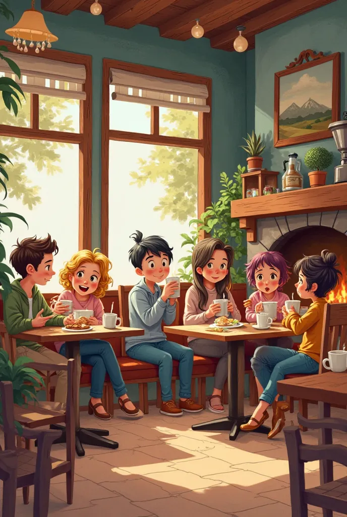 A background for a coffee shop website with a beautiful cartoon drawing with coffee details 