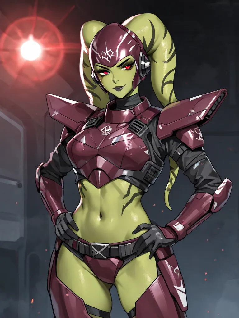 Twi'lek woman green skin sith trooper armor in starfighter