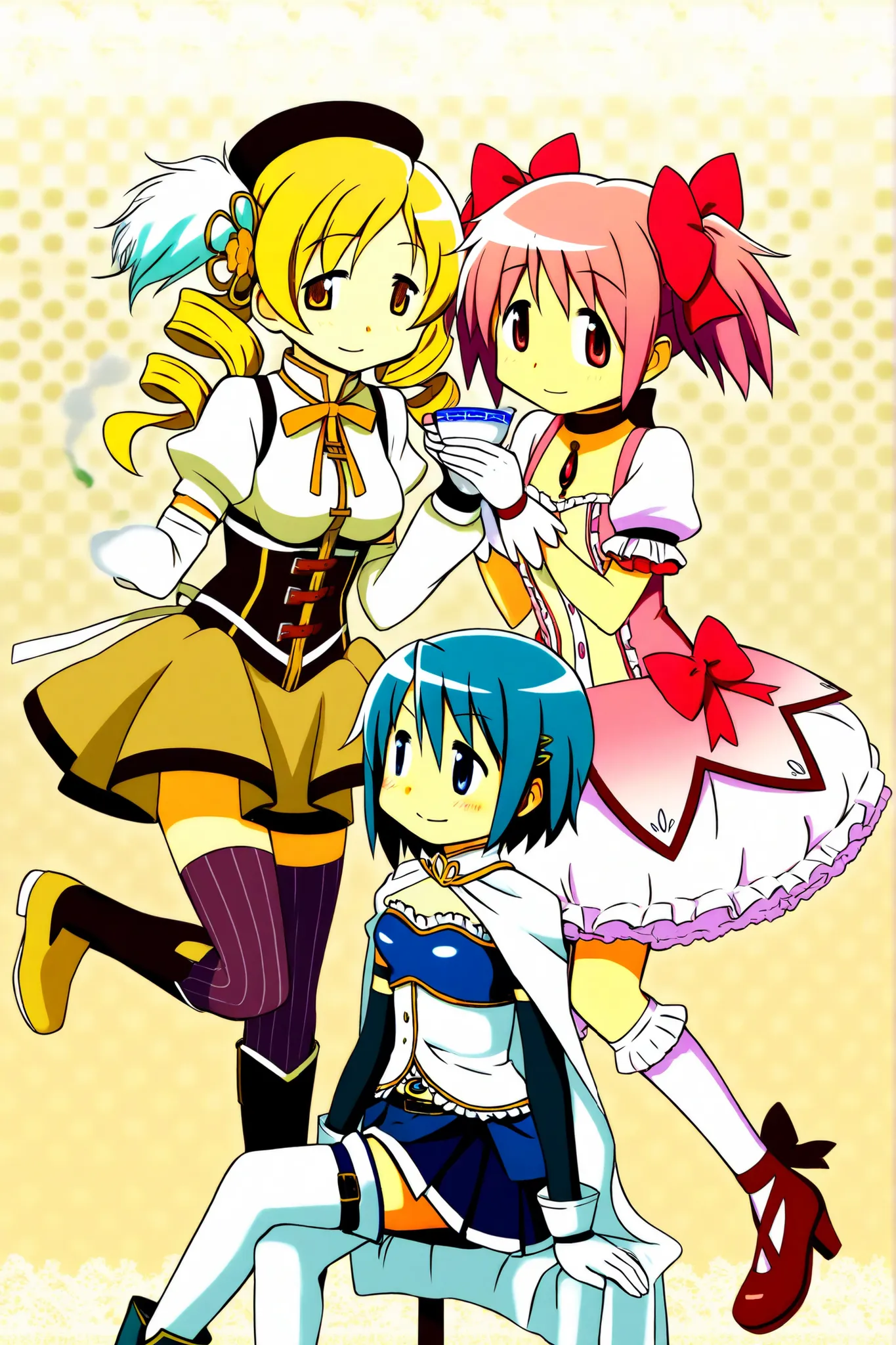 Tea party with Kaname Madoka, Miki Sayaka, and Tomoe Mami