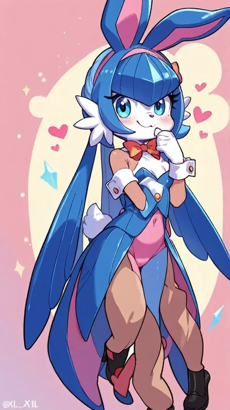 Female furry ager fusion of sara the Bunny and human girl and fairy leviathan pokemon cartoon osirixart ai generated pony xl style 