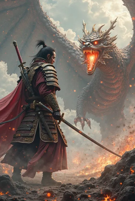 Reimagine a samurai slayer dragons 
