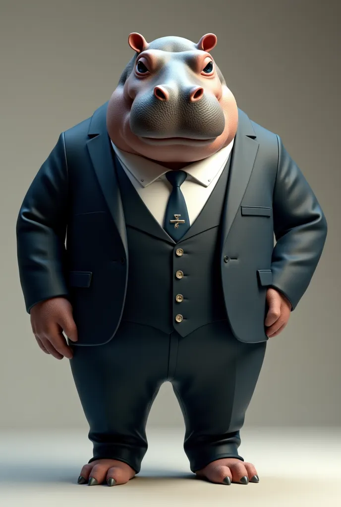 Anthropomorphic hippopltra with suit 
