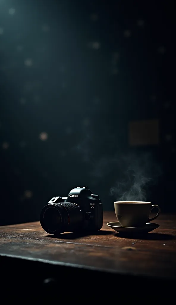 Canon 6D Camera desk coffee dark photo. Aesthetic wallpaper