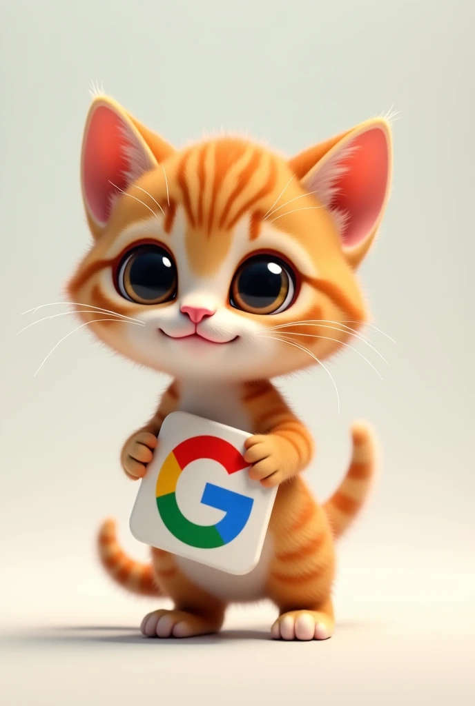 A kitten with the Google logo on the back