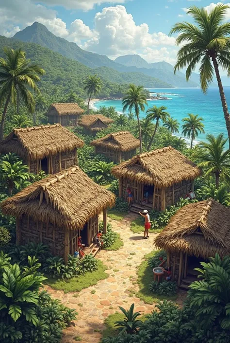 Give me an image of the houses that the Taínos inhabited 