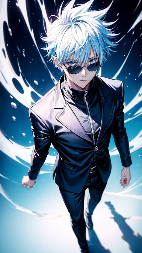 Anime boy with white hair and black glasses standing in front of a blue sky, Kaneki Ken, best anime 4K konachan wallpaper, kaneki ken,  Trigger Anime Art Style , Badass Anime 8k,  tall blue eyed anime man , 4k anime wallpaper,  anime wallpaper 4k , anime w...