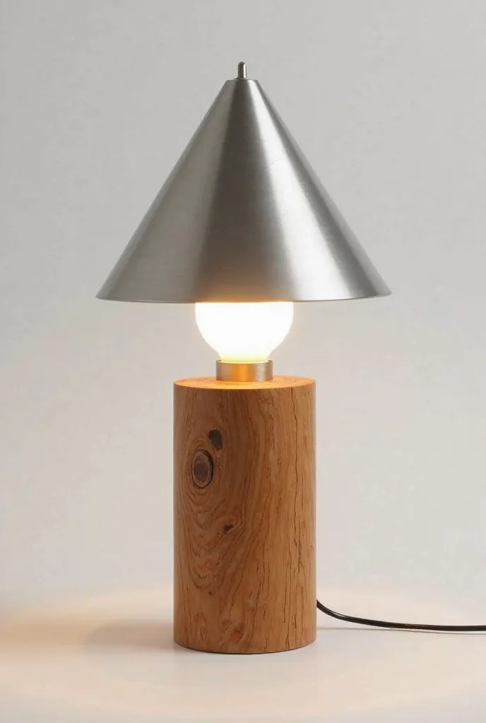 Create a lamp with wood and aluminum on top