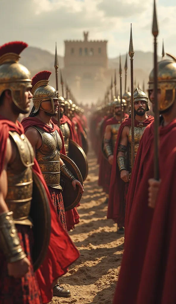 Create Spartan soldiers under the famous Spartan phalanx formation in tactical training