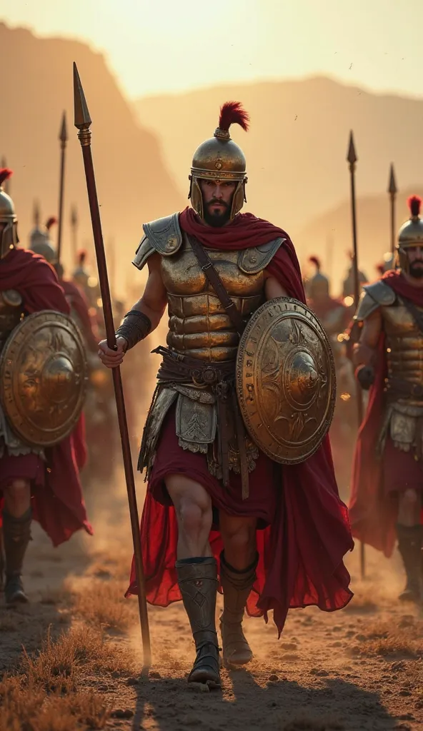 Create Spartan soldiers under the famous Spartan phalanx formation in tactical training and make them walk in formation