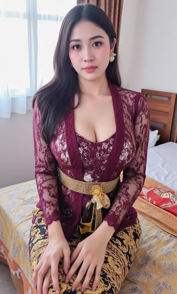 (Masterpiece: 1.2, Best Quality), Realistic, (Realistic Picture, Complex Details, Depth of Field), Best Quality, Masterpiece, Highly Detailed, Realistic, 1 mature, indonesian old wife, 45 Years Old, chest forward, big breasts, thin lips, beautiful and sedu...