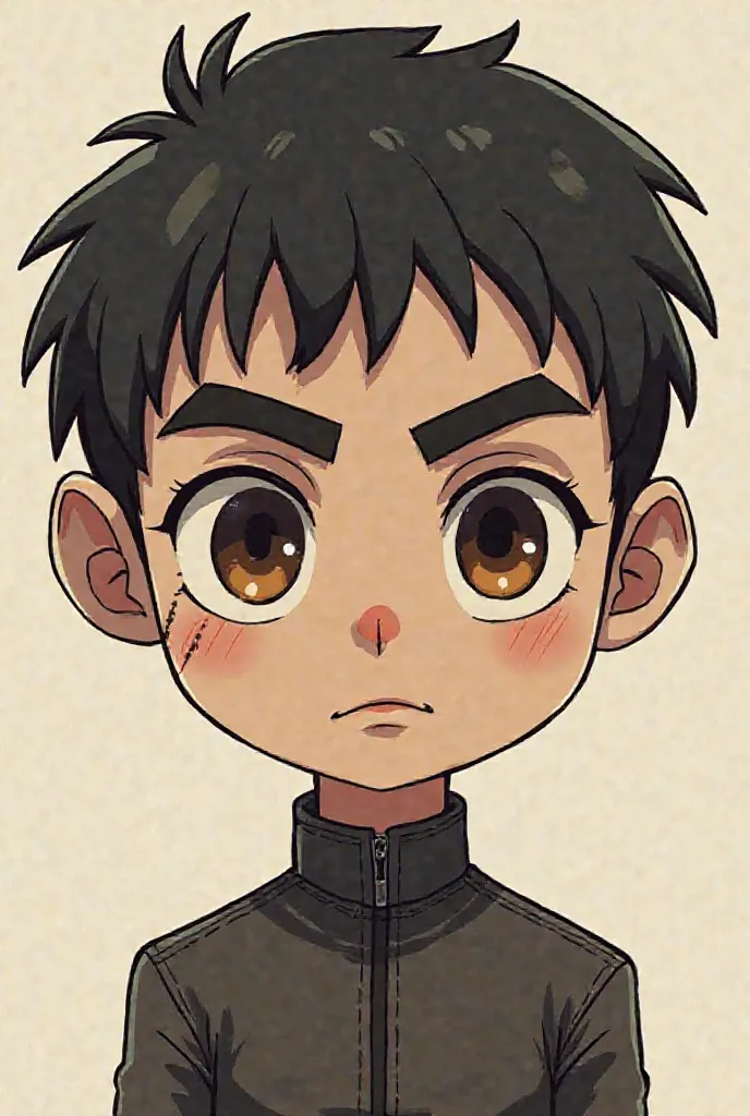 Chibi Man. My eyes are kinda small, with it dark eyebrows that are constantly frowning. I've got high cheekbones, and my nose is a straight edge, not exactly a sharp, but a straight edge. My lips are thin, not full or even average. And my chin is kinda sha...