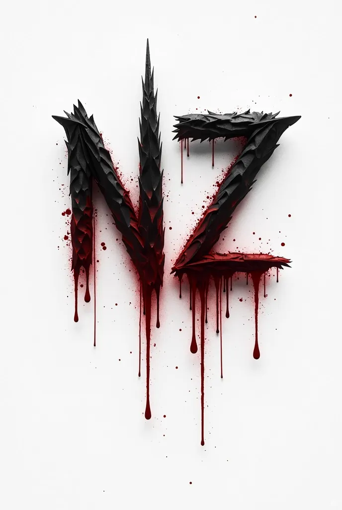 a logo, the words that are in black and a white background that is elegant, Only that the words Nz are happy, that they contain blood and that it is very dark, not literally, but imposing fear.