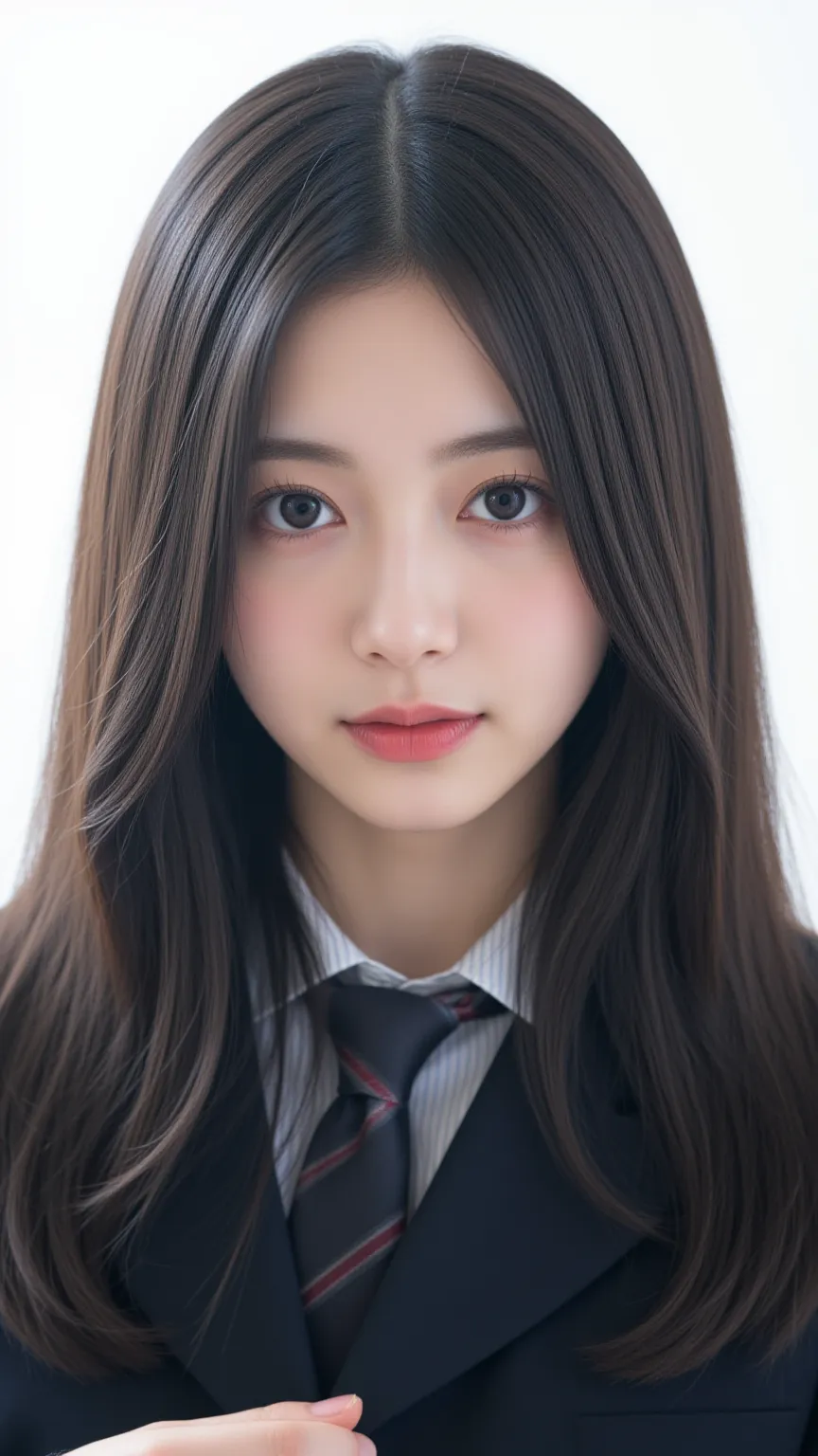 Alone,  long hair,  1 girl,  live-action、high image quality , masterpiece,  human anatomically accurate,  best quality,  Ultra High Precision,  textured skin ,  8k octane, woman、 short、  college student  、168cm, (((high school uniform blazer))), (((Simple ...