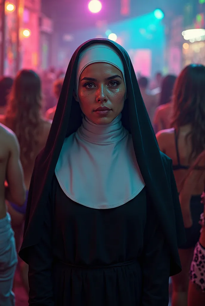 Nun at a reggaeton party