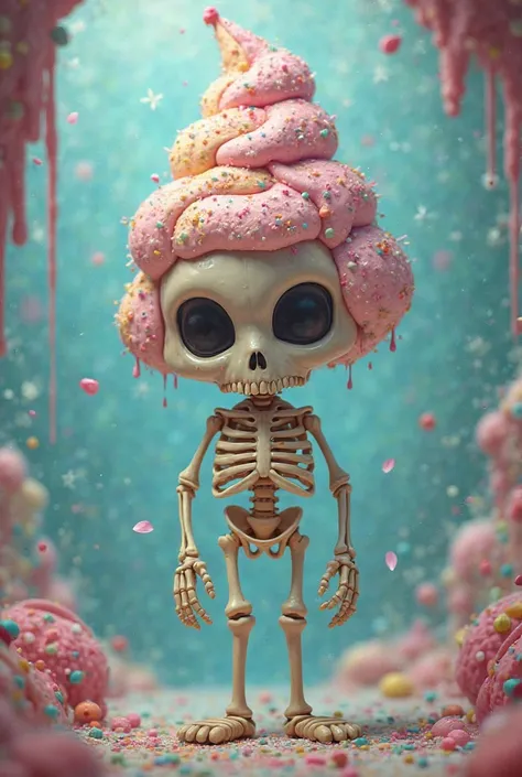 Skeleton named banner with ice cream hair