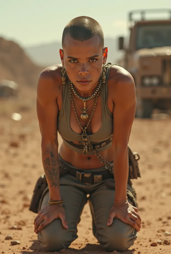 Young Furiosa From Furiosa Movie, Behind view, Bent down, Big Butt, Bent over, Hands And Knees On the ground