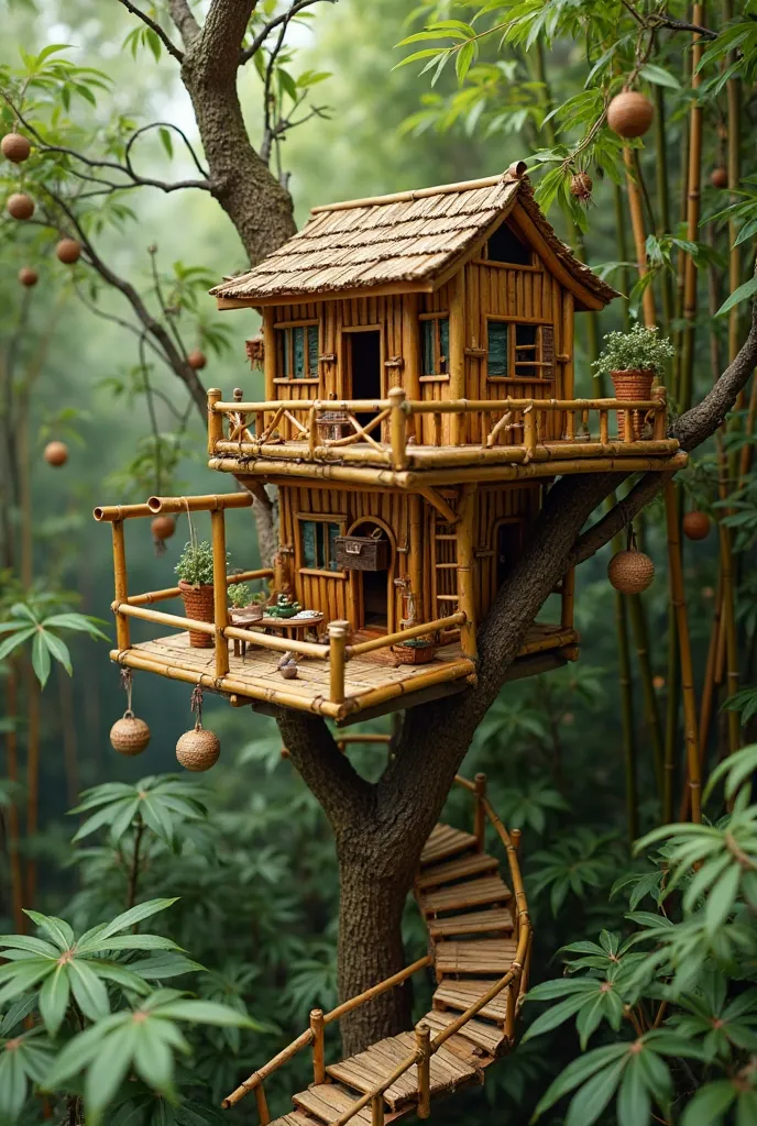 A bamboo complex tree house small model