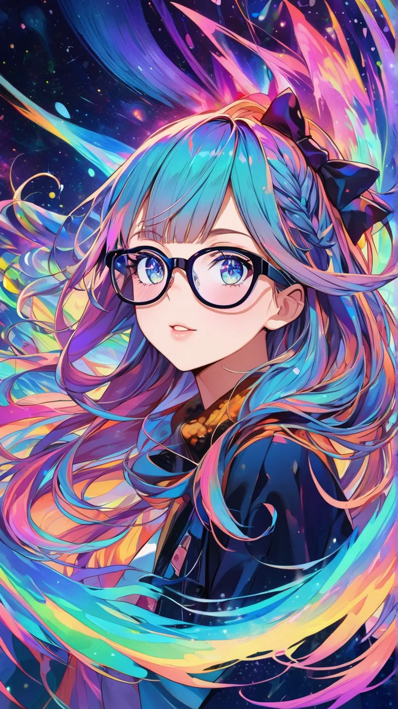 girls　Glasses　psychedelic　 auroras　Fantastic