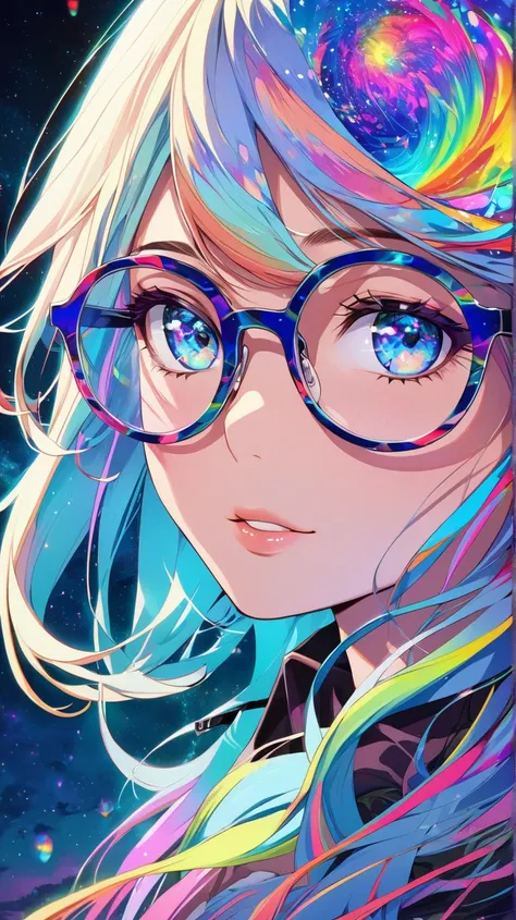 girls　Glasses　psychedelic　 auroras　Fantastic