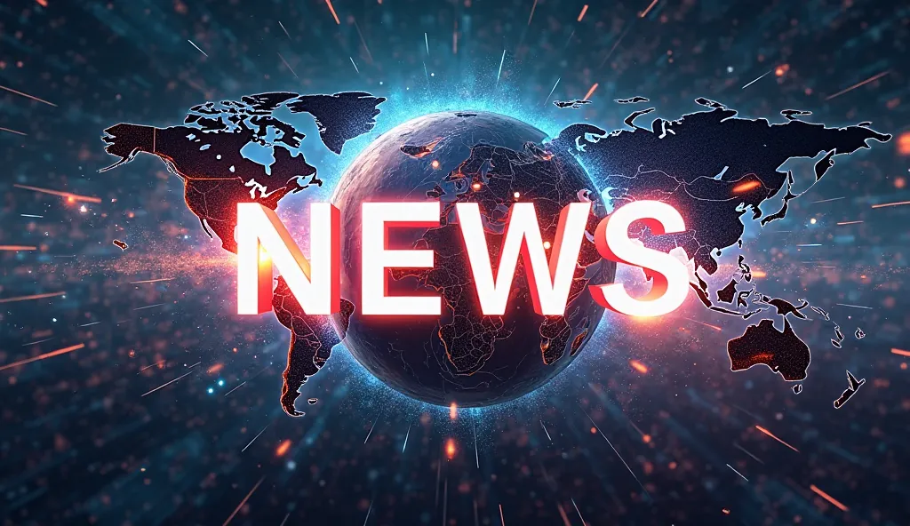 Create a banner specializing in news & Politics. The image shows the world changing in the future, with the word News