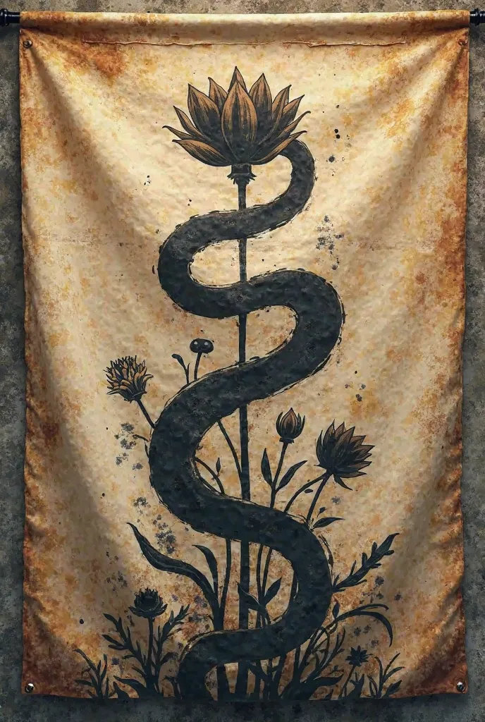 logo of the shadow of a snake wrapped in a flower for a medieval flag