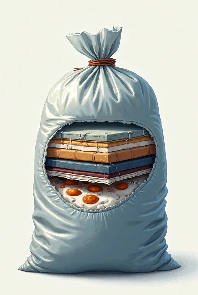 A plan about 
Layers of a sturdy garbage bag 
