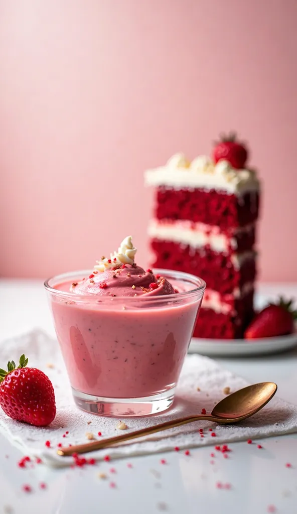 strawberry yogurt and red velvet cake