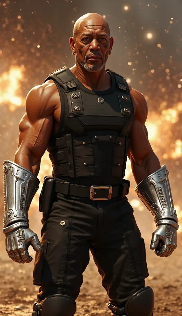  Here is a detailed prompt to generate a super realistic image , with a brilliant and detailed look, focused on the upper body: "Hyper-realistic and humanized close-up Samuel L. Jackson as Jax with super bright adamantium forearms would be an absolutely aw...