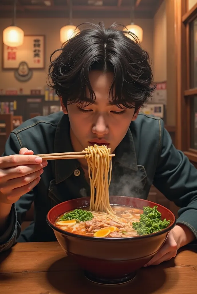 Jungkook eating ramen