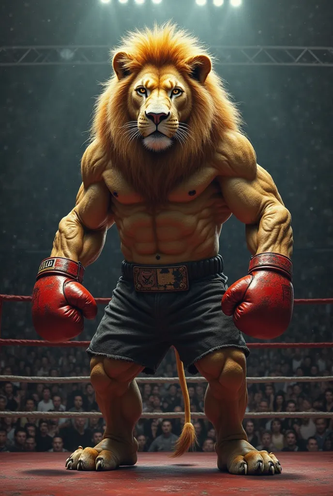 A boxing lion