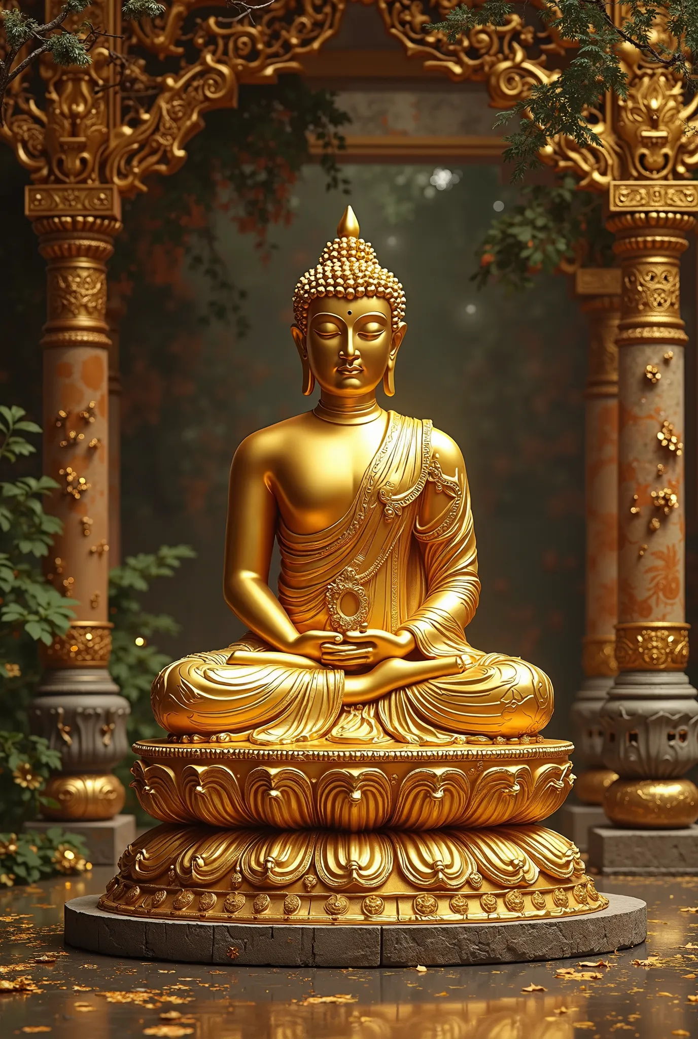 Old buddha gold statue
