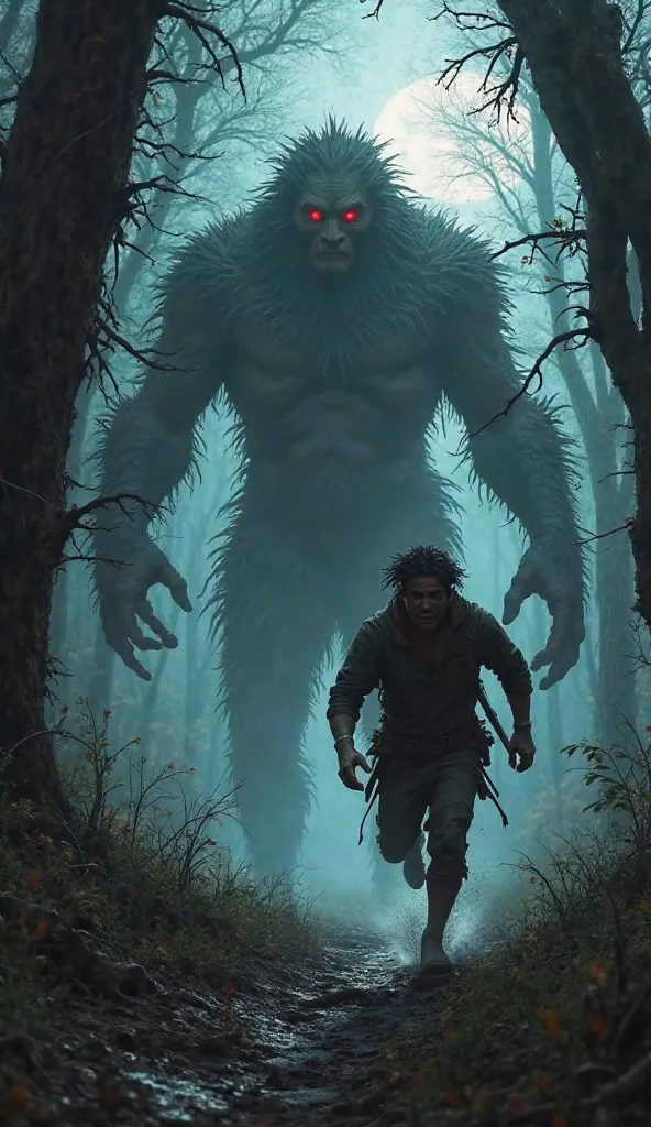 
The hunter ran, but something caught him by the leg... in the woods on the dark night only the moon shone
And behind him a Forest Giant with red eyes 