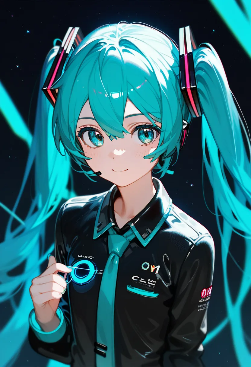 Score_9,Score_8_up,Score_7_up,highest quality,detailed,(1 SD chibi HatsuneMiku,slim),(cyber,electric:1.2)