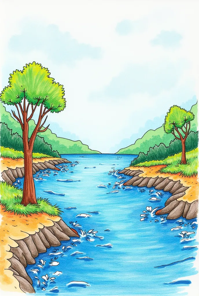 Draw a picture related to the theme of water resources and in the picture there is a propaganda saying “Save water to protect our planet” , “Friend, remember not to waste water because it is not permanent “