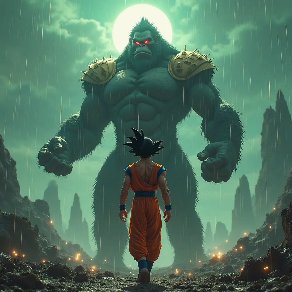 Hyper-realistic, hyper-detailed, ultra-HD 8K resolution, cinematic lighting, dynamic neon reflections. A full-body shot of Son Goku, an extremely attractive and lifelike warrior, his chiseled jawline and sharp, determined eyes exuding confidence and streng...