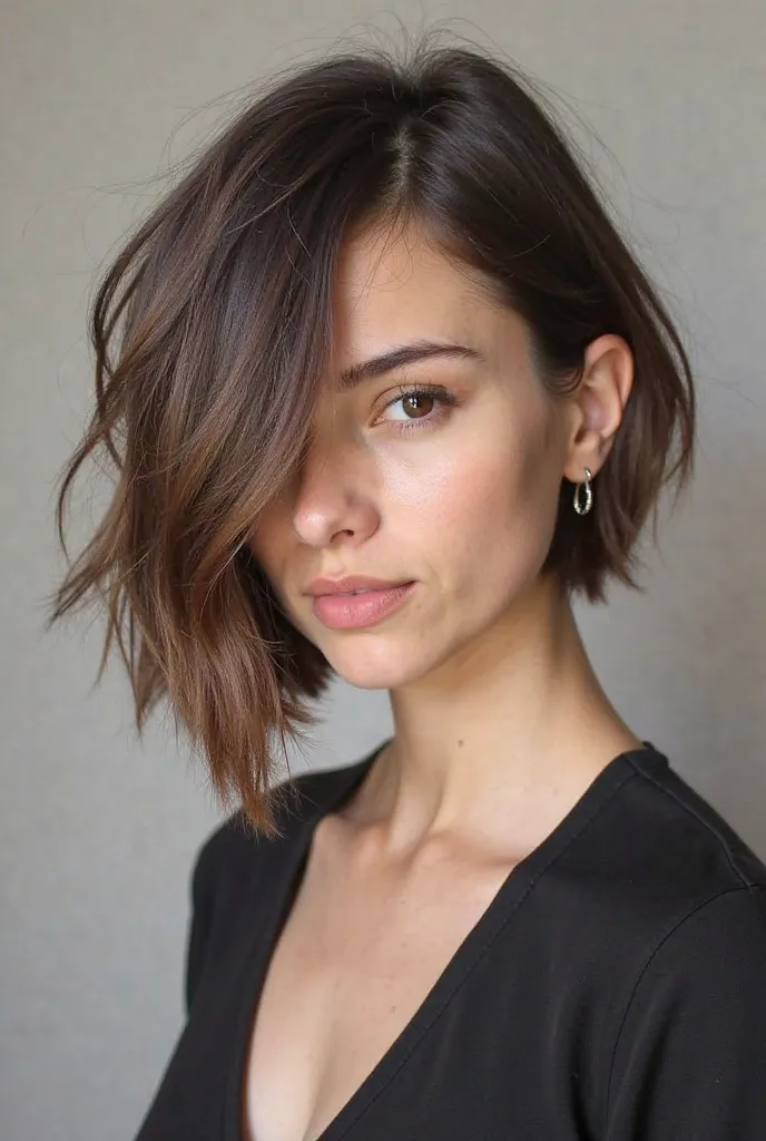 Asymmetrical Blunt Lob (Long Bob)

The left side is slightly longer or has more face-framing layers to balance the right side's dominance.

The overall cut keeps the blunt structure for volume.( Male 18 year old)