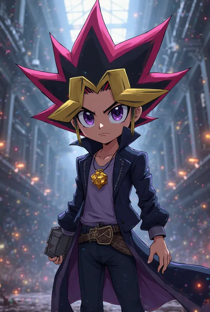 Create an image as similar as possible to the character Yugi from the anime Yugioh!