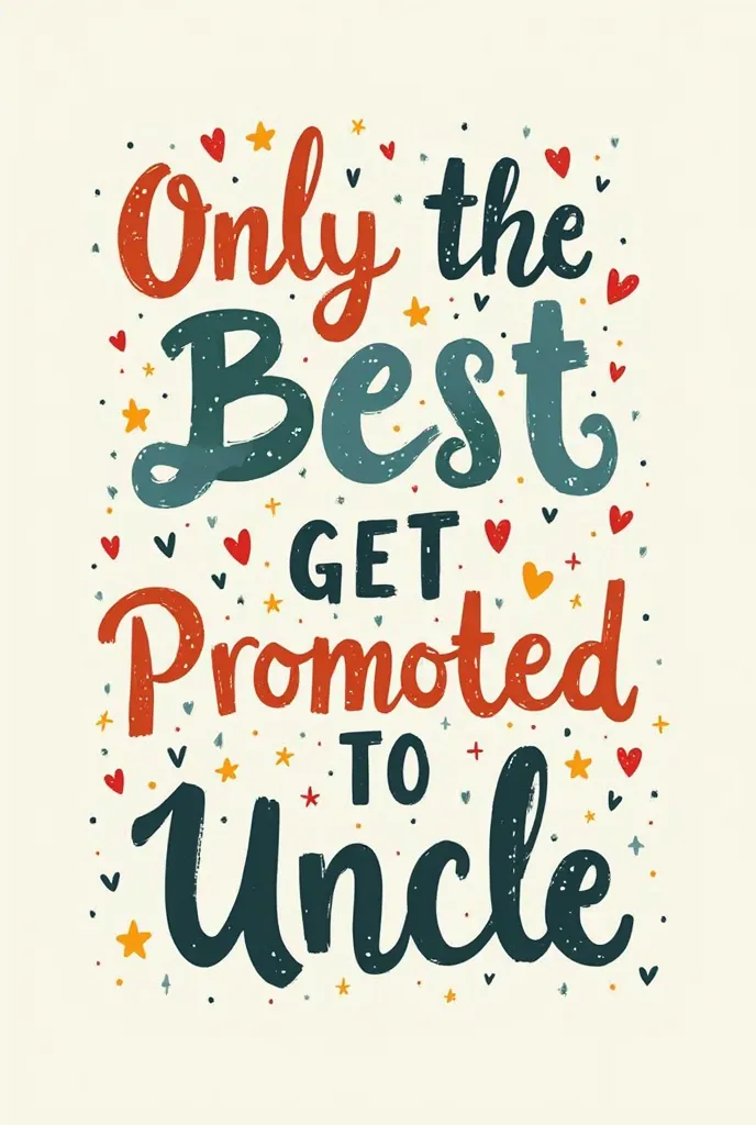 Vector doodle A decorative text design featuring the phrase "Only the Best Brothers Get Promoted to Uncle." The text is artistically arranged with a mix of bold and script fonts, creating a playful and heartwarming vibe. The background is light and texture...