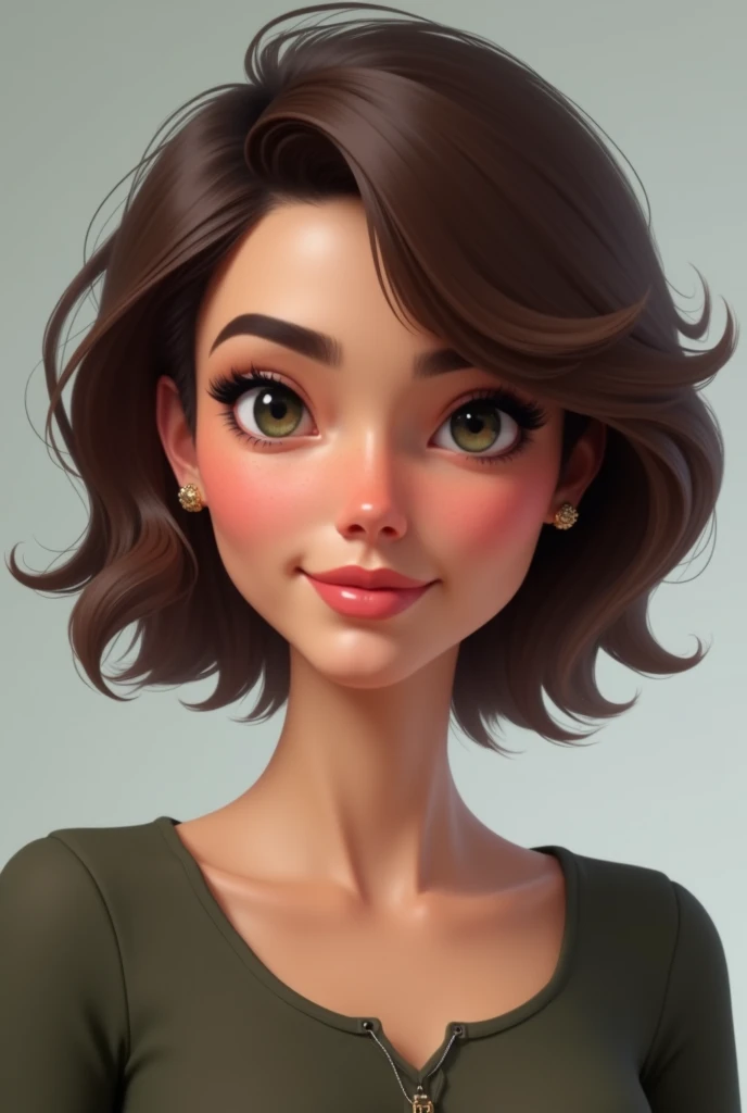 I want you to create a human avatar with specific characteristics in which I will suggest. Woman named Emília, at approximately 30 years old, thin face short hair, with fine threads , wavy and brown, She is from Minas Gerais. She will be a virtual assistan...